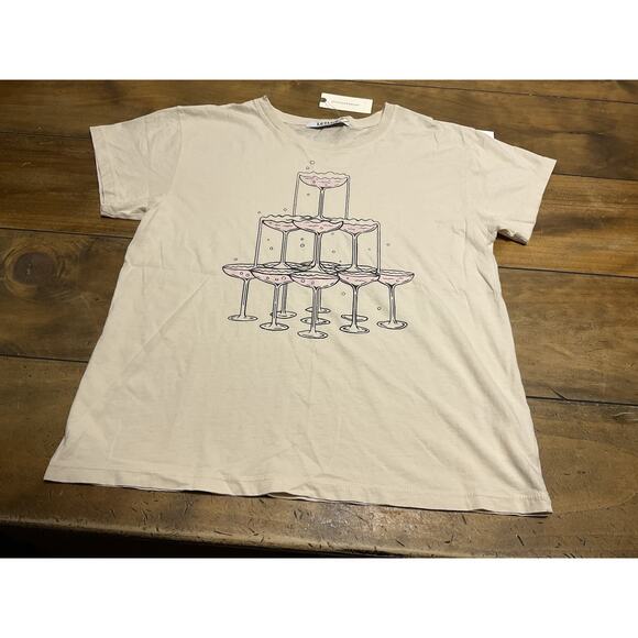 Anthropologie Letluv Champagne Tower Graphic Tee Size Small NWT - Picture 1 of 10